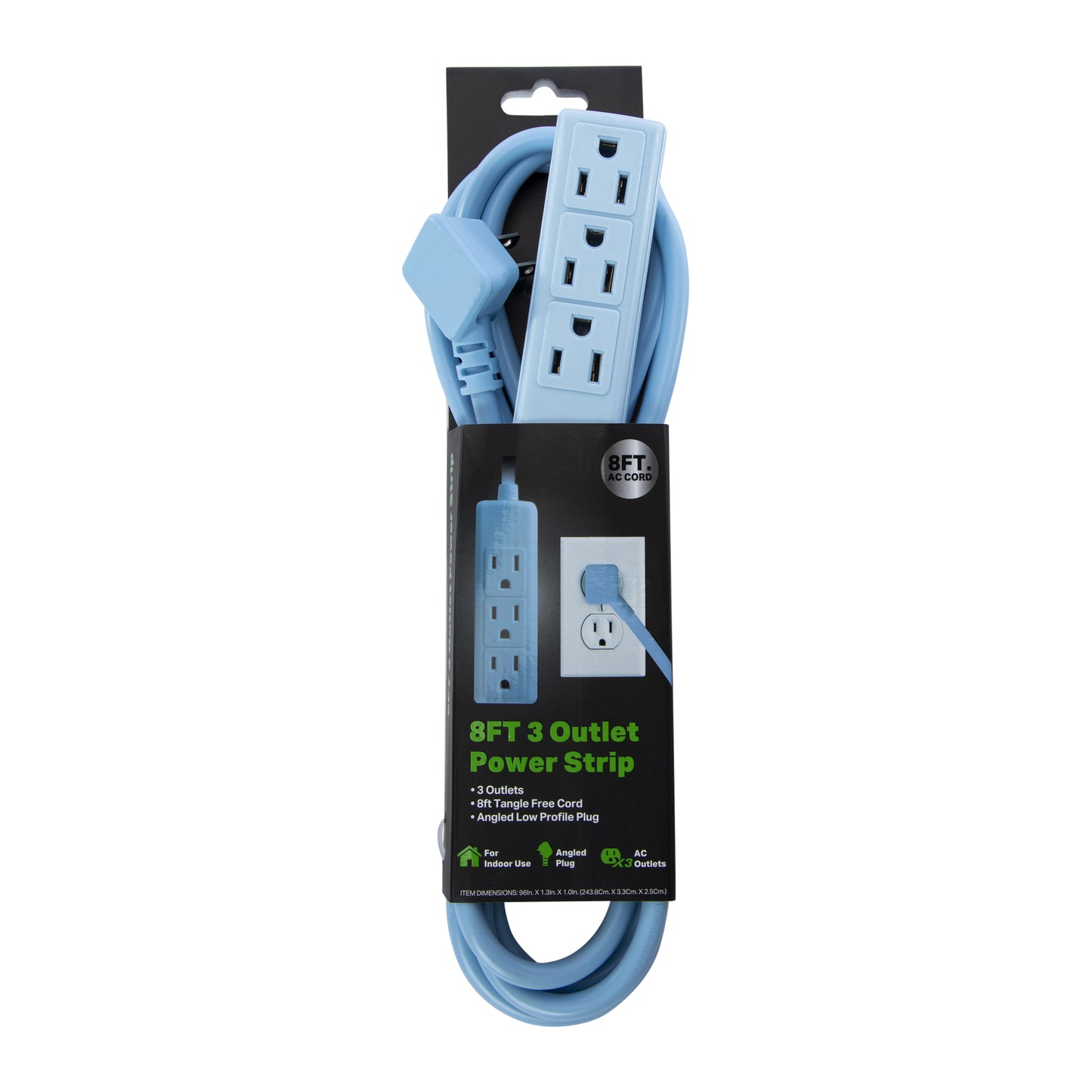 8FT Power Strip With 3 outlets