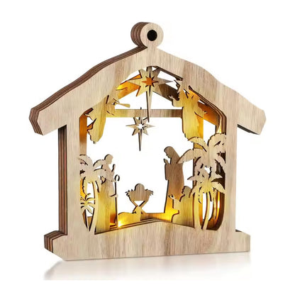 Christmas Wooden Crafts Nativity LED Light Up Decoration