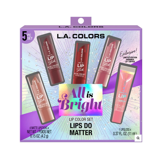 L.A. COLORS 5pc All Is Bright Lip Color Set, Lips Do Matter, 1 Count (Pack of 1)