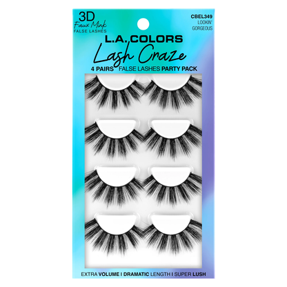 L.A. COLORS Eyelash, Lash Craze, Lookin' Gorgeous, 4 pairs